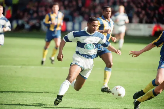 Framed Print : QPR 0-4 Leeds United, premier league match action, Loftus Road, Monday 4th April 1994