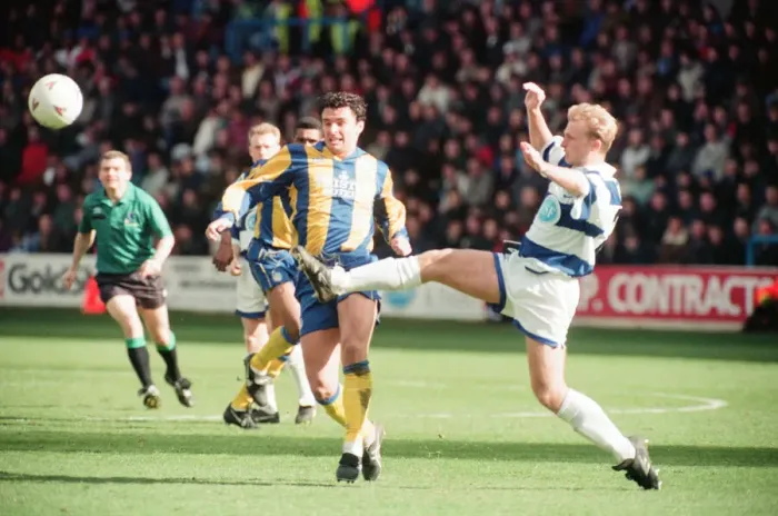 Framed Print : QPR 0-4 Leeds United, premier league match action, Loftus Road, Monday 4th April 1994 Framed Print : QPR 0-4 Leeds United, premier league match action, Loftus Road, Monday 4th April 1994