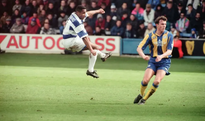 Framed Print : QPR 0-4 Leeds United, premier league match action, Loftus Road, Monday 4th April 1994