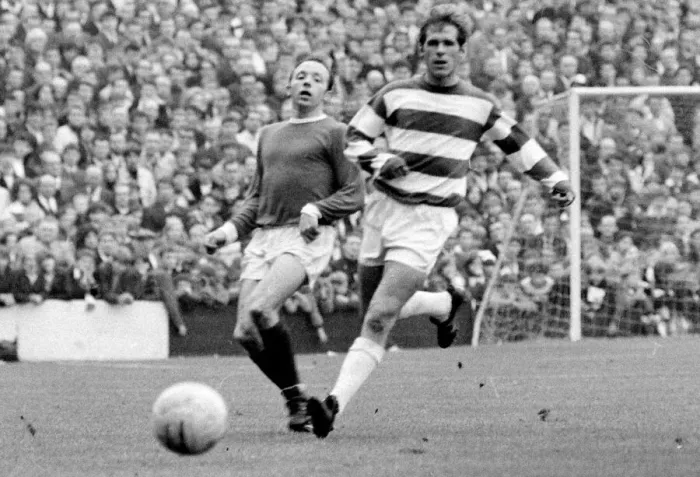 Framed Print : QPR v Manchester United Nobby Stiles chases fater rthe ball during the two