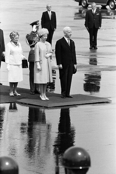 The Queen at Cologne Airport, West Germany, pictured with the President of the Federal