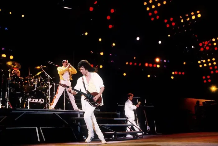 Framed Print : Queen in concert at the Wembley stadium 1980s Freddie Mercury