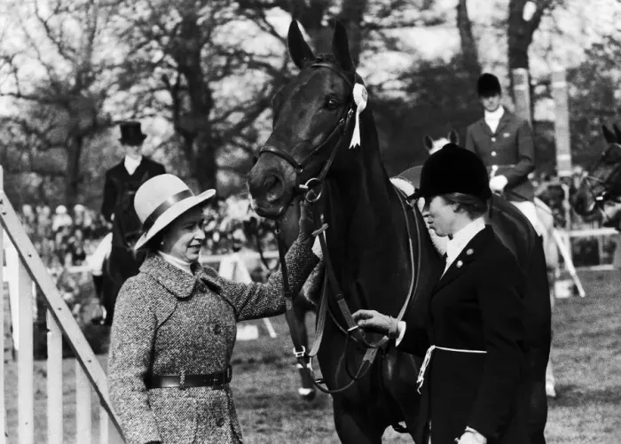 Framed Print : The Queen and daughter Princess Anne who competed for the first time at Badminton Framed Print : The Queen and daughter Princess Anne who competed for the first time at Badminton
