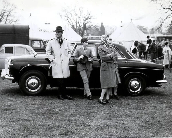 THE QUEEN AND DUKE OF EDINBURGH WITH PRINCE CHARLES AT HORSE TRIALS. APRIL 1962