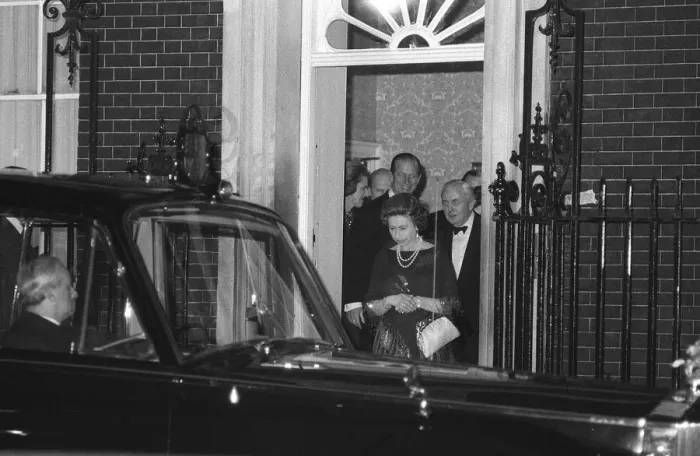 Framed Print : The Queen and the Duke with Harold Wilson leaving No 10 Downing Street