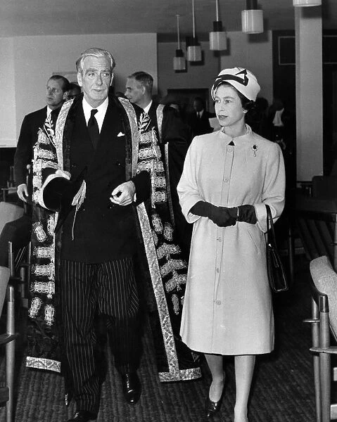 The Queen with the Earl of Avon Anthony Eden, Chancellor of the University of Birmingham