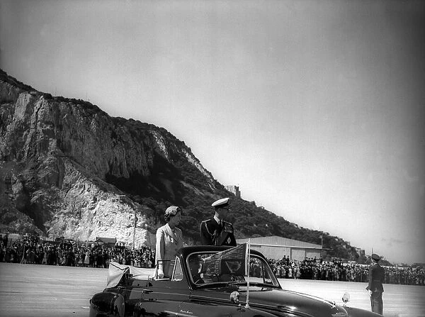 Queen Elizabeth with the Duke Of Edinburgh on tour in Gibraltar. 10th May 1954