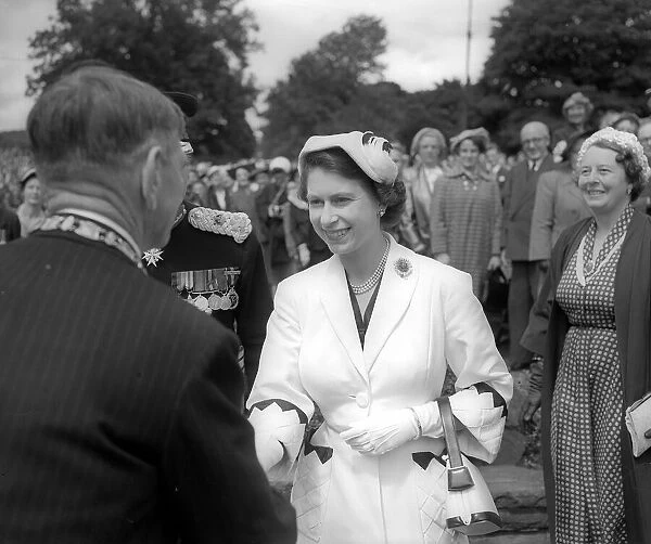 Queen Elizabeth and Duke of Edinburgh in Wales. July 1953