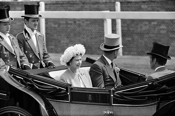 Queen Elizabeth II arrives at Royal Ascot. 14th June 1966