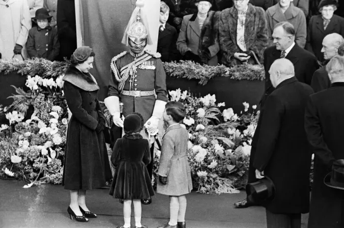 Framed Print : Queen Elizabeth II, with her children Prince Charles and Princess Anne Framed Print : Queen Elizabeth II, with her children Prince Charles and Princess Anne