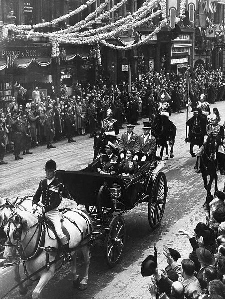 Queen Elizabeth II and the Duke Of Edinburgh drove trough cheering crowds from Buckingham