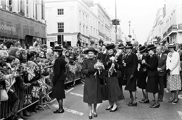 Queen Elizabeth II greets well-wishers at the Parade, Leamington Spa, Warwickshire