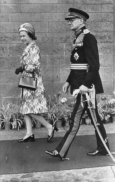 Queen Elizabeth II at Hexham station house. 1st July 1974