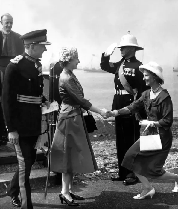 Framed Print : Queen Elizabeth II is introduced to the Duchess of Northumberland during a visit to Holy