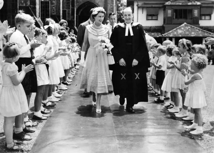 Framed Print : Queen Elizabeth II is leaving the Church of St Michael and All Angels at Polwatte Framed Print : Queen Elizabeth II is leaving the Church of St Michael and All Angels at Polwatte
