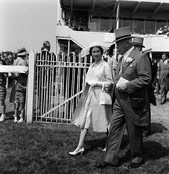 Queen Elizabeth II and Lord Rosebery at The Derby. 1st June 1960