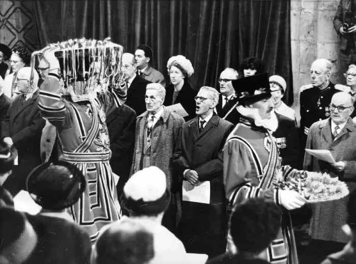 Framed Print : Queen Elizabeth II - the Maundy Money Ceremony at Durham Cathedral - the Queen gives out