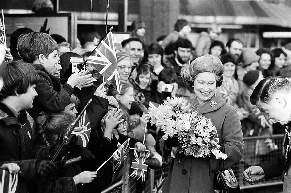 Queen Elizabeth II opens the Elmsleigh Shopping Centre, Staines. 22nd February 1980