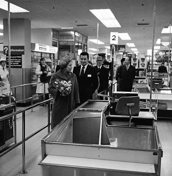 Queen Elizabeth II opens the Elmsleigh Shopping Centre, Staines