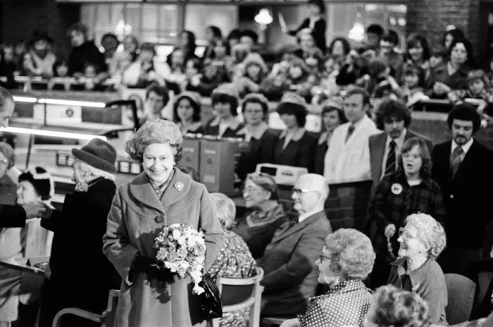Framed Print : Queen Elizabeth II opens the Elmsleigh Shopping Centre, Staines. 22nd February 1980 Framed Print : Queen Elizabeth II opens the Elmsleigh Shopping Centre, Staines. 22nd February 1980