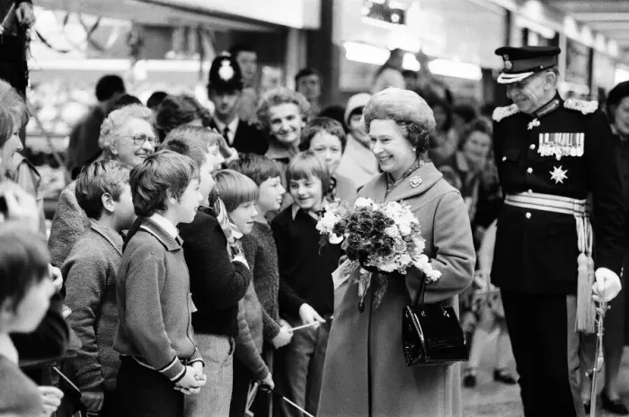 Framed Print : Queen Elizabeth II opens the Elmsleigh Shopping Centre, Staines. 22nd February 1980 Framed Print : Queen Elizabeth II opens the Elmsleigh Shopping Centre, Staines. 22nd February 1980