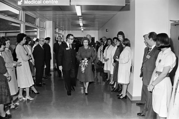 Framed Print : Queen Elizabeth II opens the Royal Surrey County Hospital Framed Print : Queen Elizabeth II opens the Royal Surrey County Hospital