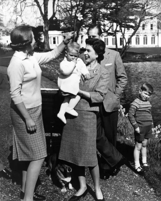 Framed Print : Queen Elizabeth II, pictured at Windsor Castle with Prince Philip and children