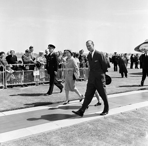 Queen Elizabeth II and Prince Charles were at London Airport to meet the Duke of