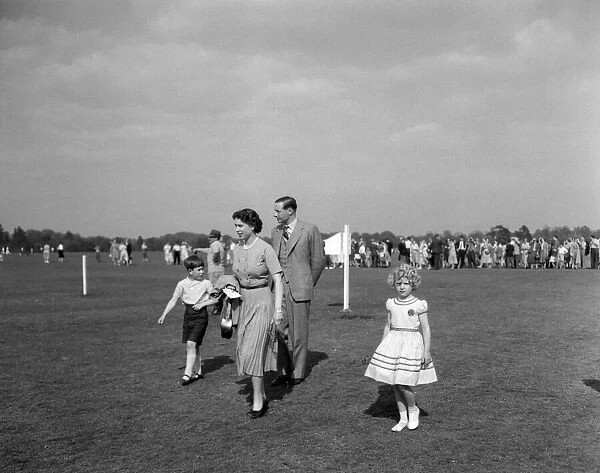 Queen Elizabeth II with Prince Charles and Princess Anne at Windsor Great Park to watch