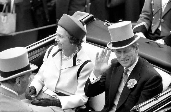 Queen Elizabeth II and Prince Philip, Duke of Edinburgh arriving at Royal Ascot