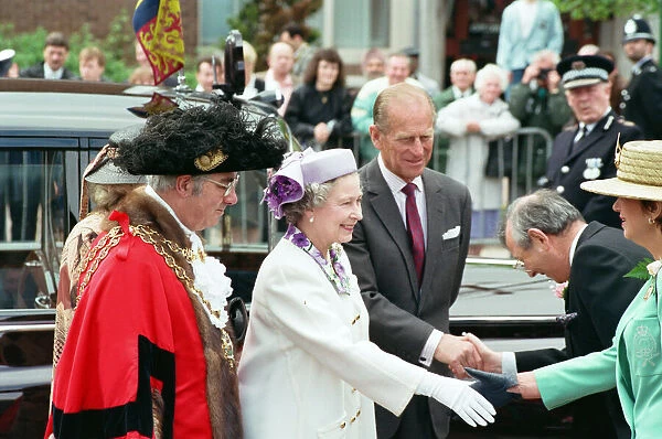 Queen Elizabeth II and Prince Philip, Duke of Edinburgh at Centenary Square, Birmingham