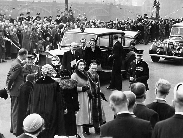 Queen Elizabeth II and Prince Philip are greeted in Gateshead by Mayor of Gateshead Coun