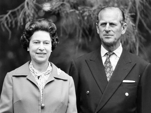 Queen Elizabeth II and Prince Philip in the grounds of Balmoral Castle during a recent