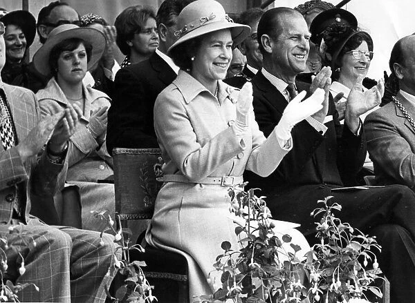 Queen Elizabeth II and Prince Philip on the North East Leg of The Jubilee Tour 1977 to