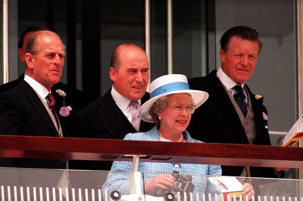 Queen Elizabeth II with Prince Philip pictured at Epsom race track for Derby Day