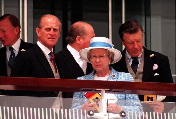 Queen Elizabeth II with Prince Philip pictured at Epson race track for Derby Day
