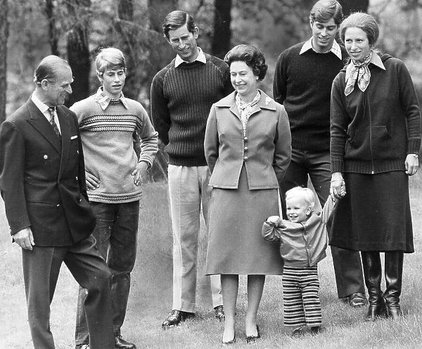 Queen Elizabeth II and Prince Philip with Prince Charles, Prince Andrew, Prince Edward