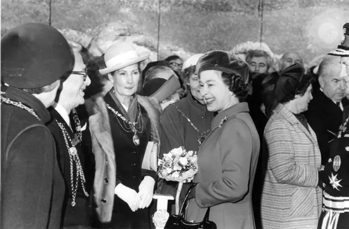 Framed Print : Queen Elizabeth II and Prince Philip share a joke with Lord Mayor of Newcastle Bennie Framed Print : Queen Elizabeth II and Prince Philip share a joke with Lord Mayor of Newcastle Bennie