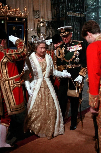 Queen Elizabeth II and Prince Philip during the state opening of Parliament