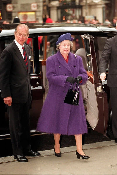 Queen Elizabeth II and Prince Philip visit Coutts Bank in the Strand, London