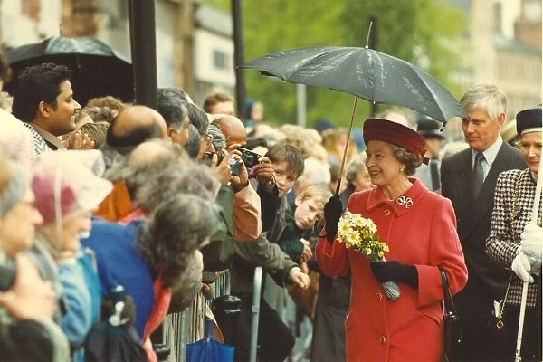 Queen Elizabeth II and Prince Philip visit Cumbria 3 May 1991- during a walkabout meeting