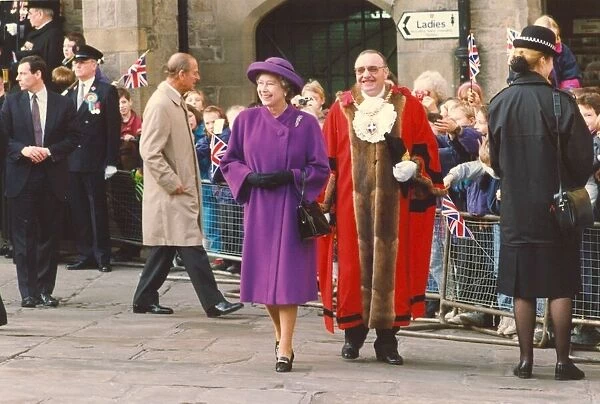Queen Elizabeth II and Prince Philip visit Durham - The Queen with the mayor Coun David