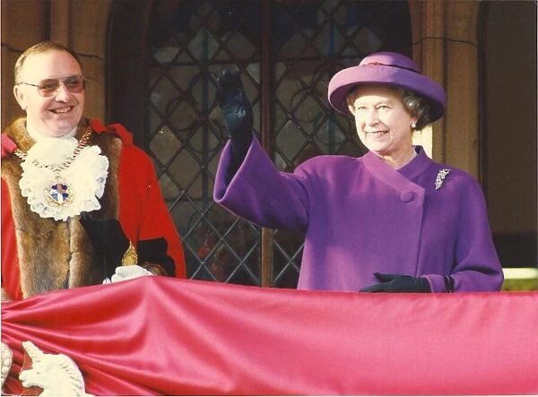 Queen Elizabeth II and Prince Philip visit Durham - Waving to the crowds at Durham Castle