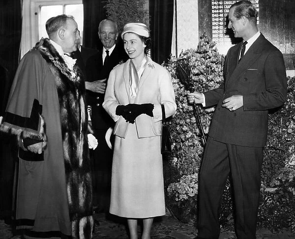 Queen Elizabeth II and Prince Philip visit Oldbury. 23rd April 1957