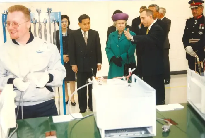 Framed Print : Queen Elizabeth II and Prince Phillip visit the Samsung Factory in Wynyard Framed Print : Queen Elizabeth II and Prince Phillip visit the Samsung Factory in Wynyard