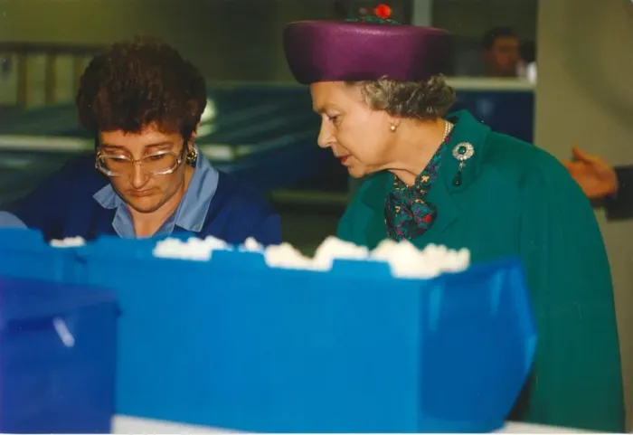 Framed Print : Queen Elizabeth II and Prince Phillip visit the Thorn Lighting Factory in Spennymoor