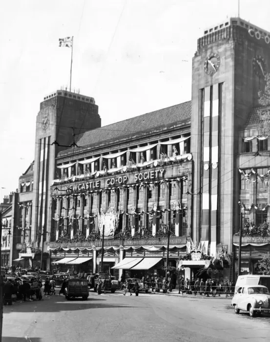 Framed Print : Queen Elizabeth II, Princess Elizabeth - Coronation - Newcastle Co-op shop on Newgate