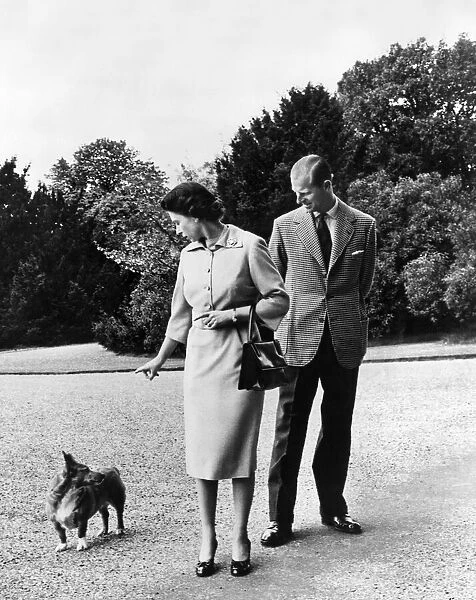 Queen Elizabeth II, Princess Elizabeth with Prince Philip at Windsor Castle - The Queen