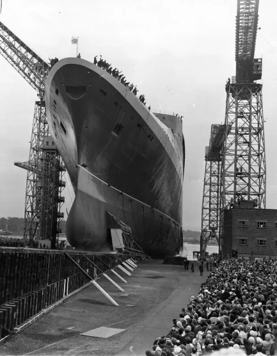 Framed Print : The Queen Elizabeth II - QE2 ship the launching ceremony at John Browns yard Framed Print : The Queen Elizabeth II - QE2 ship the launching ceremony at John Browns yard