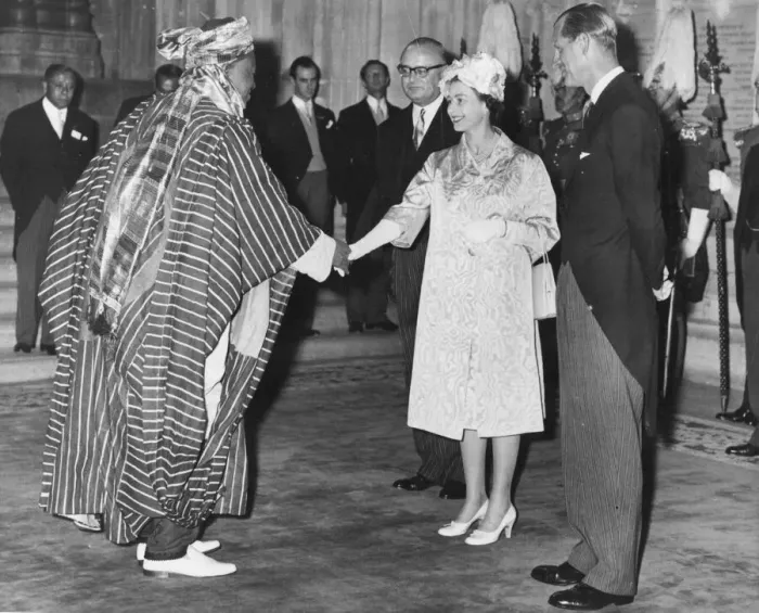 Framed Print : Queen Elizabeth II shakes hands with Alhaji Hon. Isa Kaita Framed Print : Queen Elizabeth II shakes hands with Alhaji Hon. Isa Kaita